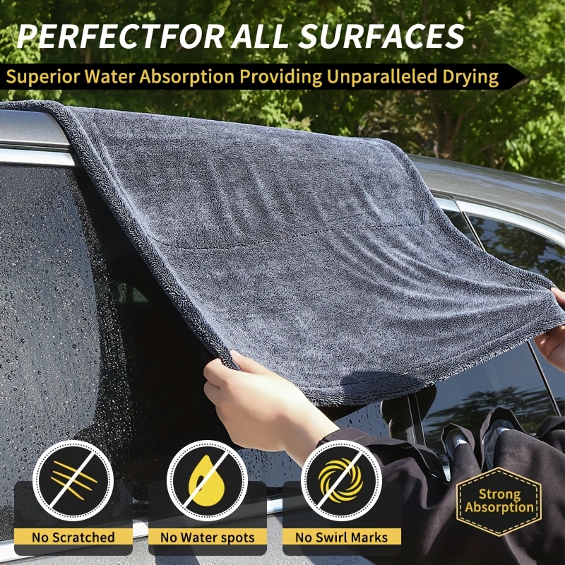 XXL Microfiber Car Drying Towel - Ultra Compact, High Absorbency, 1400 GSM, Twisted Loop Design, Double-Sided, Streak-Free Detailing - 1pc