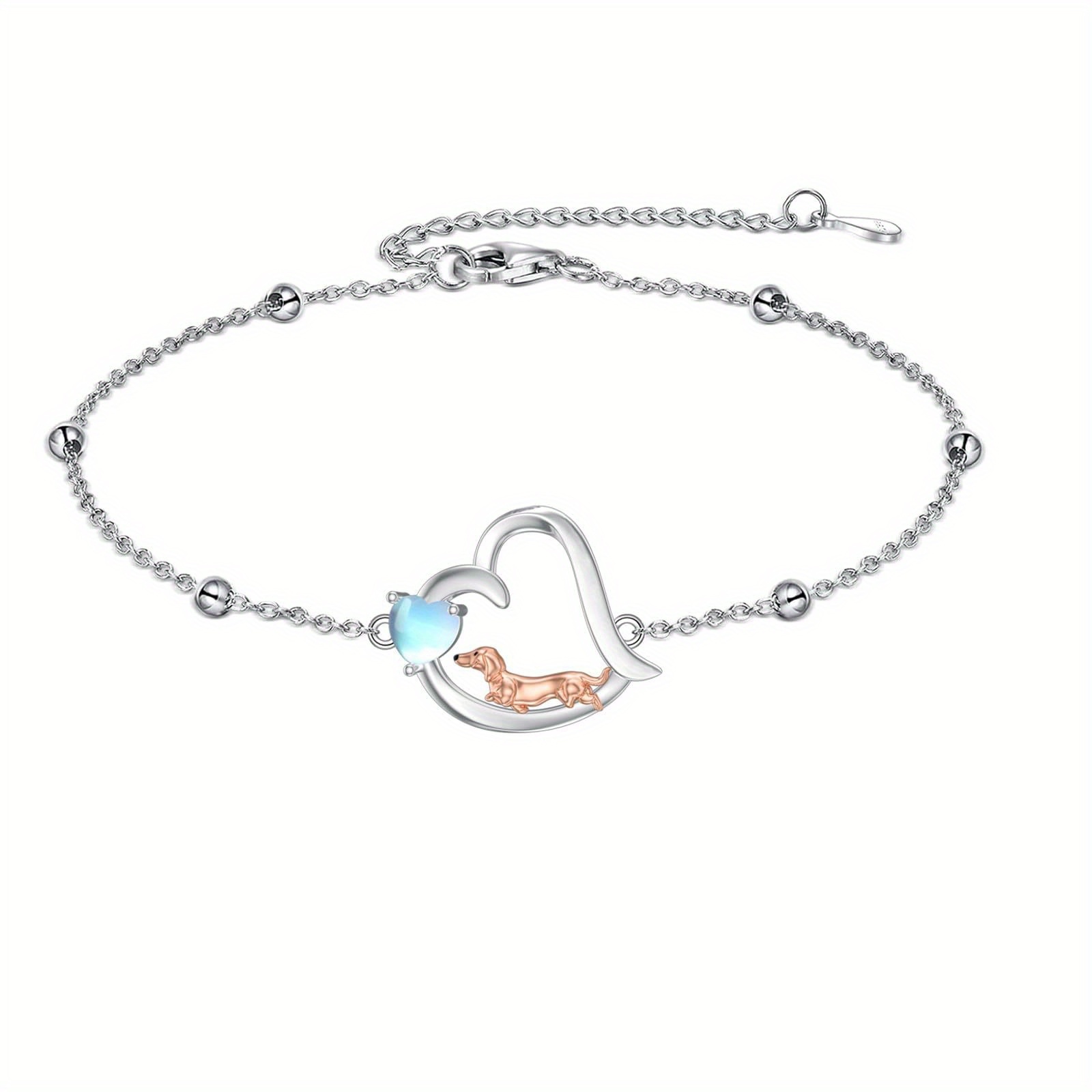 Image of Dachshund Dog Bracelet For Women 925 Sterling Silver Dachshund Adjustable Bracelets Dog Jewelry Gifts For Women Lovers