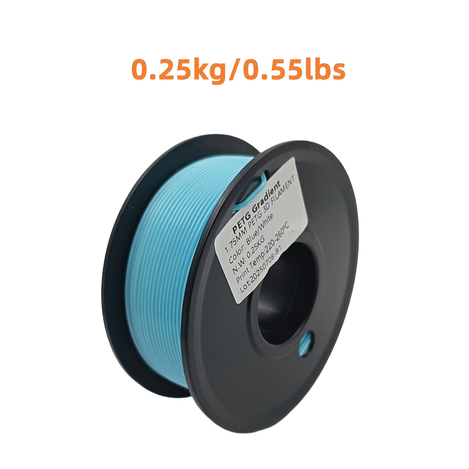 Image of Blue To White Petg Filament 1.75mm, Less Stringing High Toughness, Gradient Dual Colors Petg 3d Printer Filament With Light Transmission, 0.25kg Spool (0.55lbs)