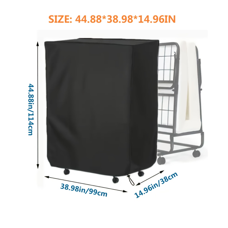 TEMU 1pc Portable Collapsible Bed Cover, Outdoor Patio Bed Cover, For Universal Folding Beds, Furniture Covers In Black.