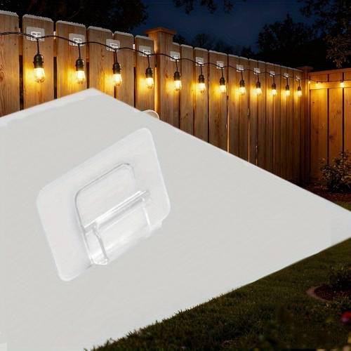 25er-pack schwere, wasserdichte außen-lichthaken mit klebestreifen – klare, quadratische kleberückseite – montagefreie installation für lichterketten, weihnachts-, halloween- thanksgiving-dekorationen, kompatibel mit edison-lampen