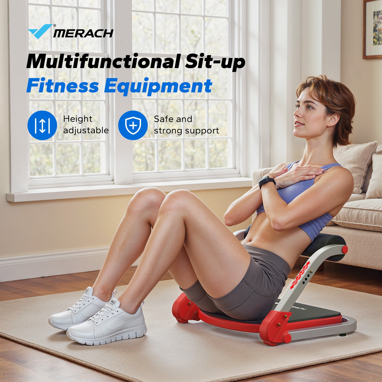 MERACH Foldable Abdominal Trainer with Adjustable Resistance, with High Resilience Foam, Cervical Spine Safety, Multi-Functional Exerciser for Shoulder/Back/Legs - Image 7
