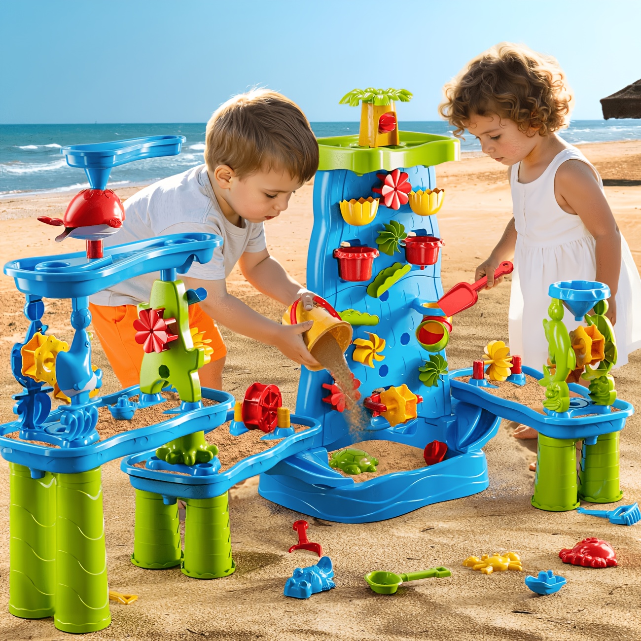 Upgraded Large Double-Sided Waterfall Maze Table for Kids