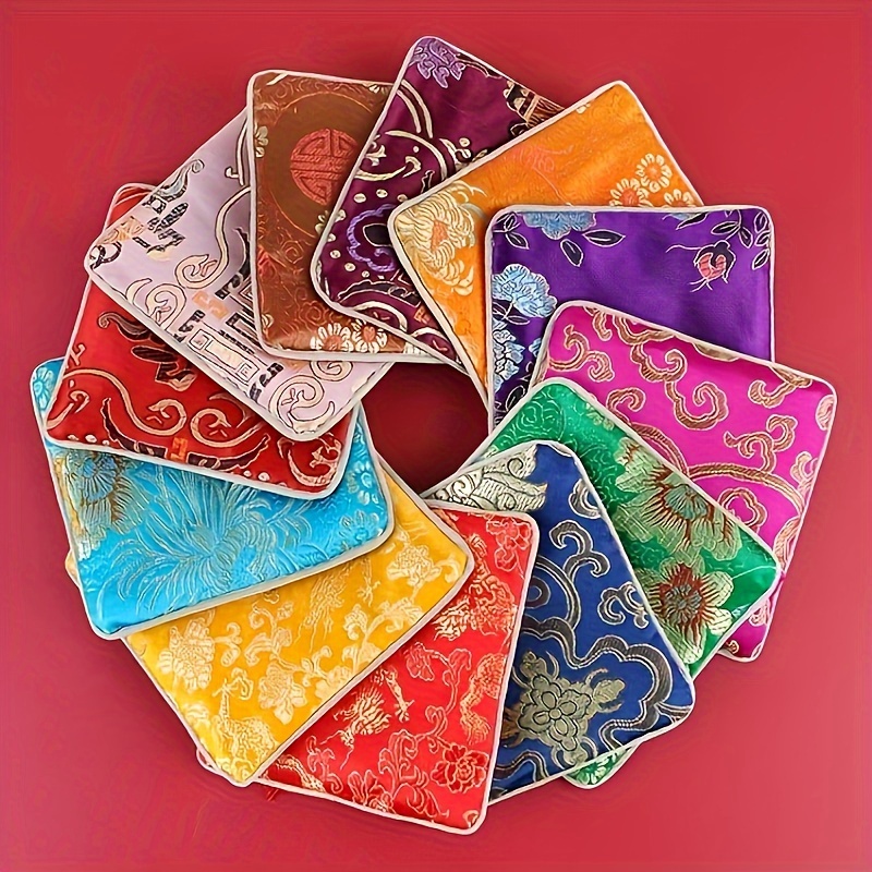 

12 sacs cadeaux de bijoux brodés, boîtes en tissu de brocade pour mariage, anniversaire, fête d'anniversaire, fête de fiançailles - Pochettes de cadeaux élégantes de style chinois