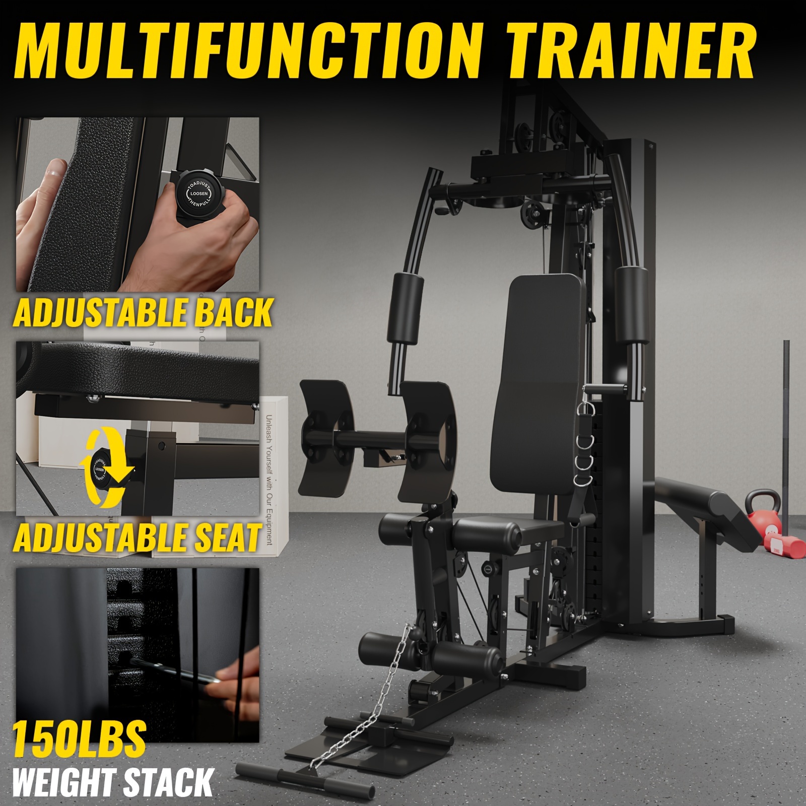 

Home Gym Station, Workout Station With 150lbs Weight Stack, Home Gym Equipment For All .