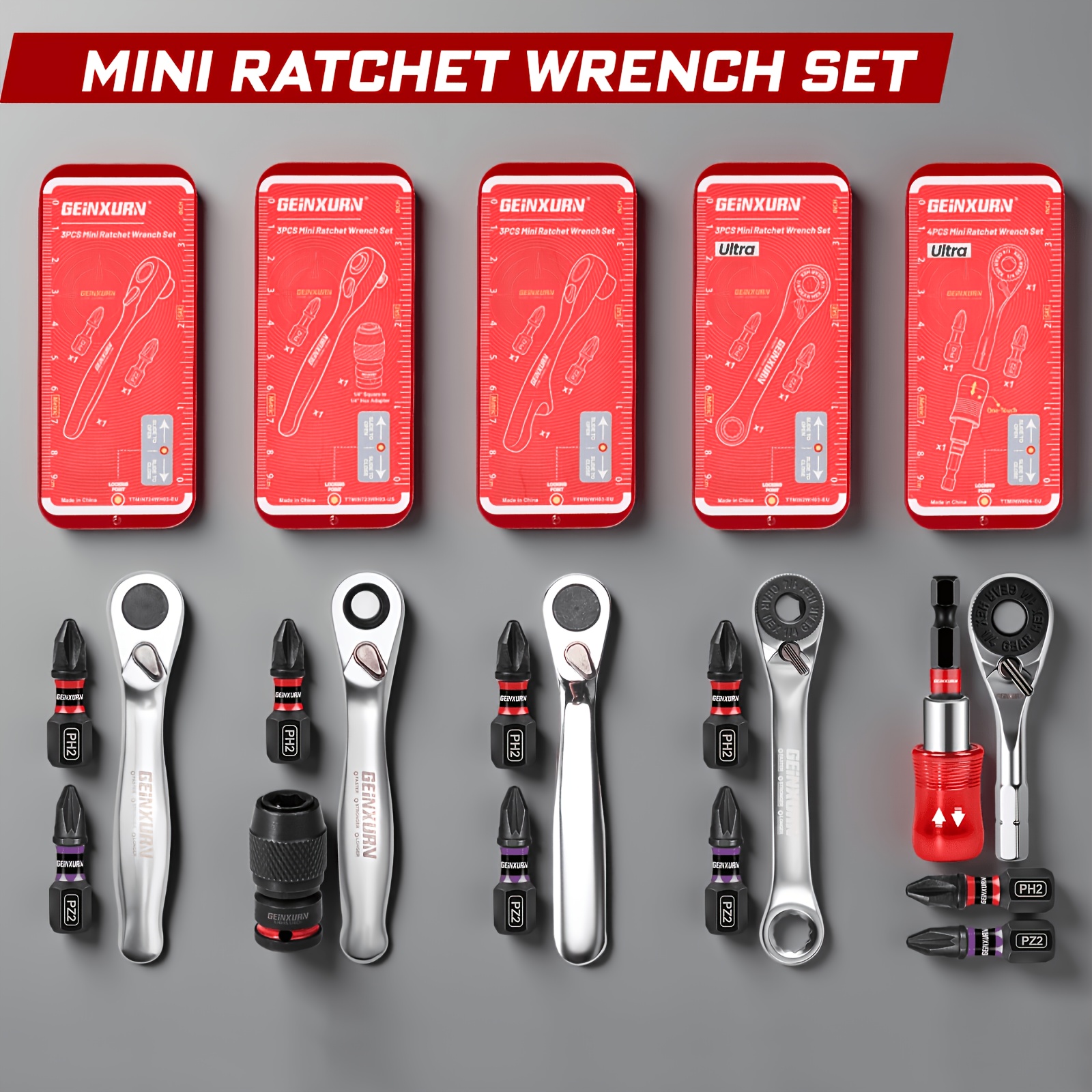 Image of Mini Ratchet Wrench Set 16pcs, High Hardness And High Torque, Box Is Easy To Take And Carry, With Its Own Measuring Cover Design, Equipped With Magnetic Connecting Rod And Bits, Used