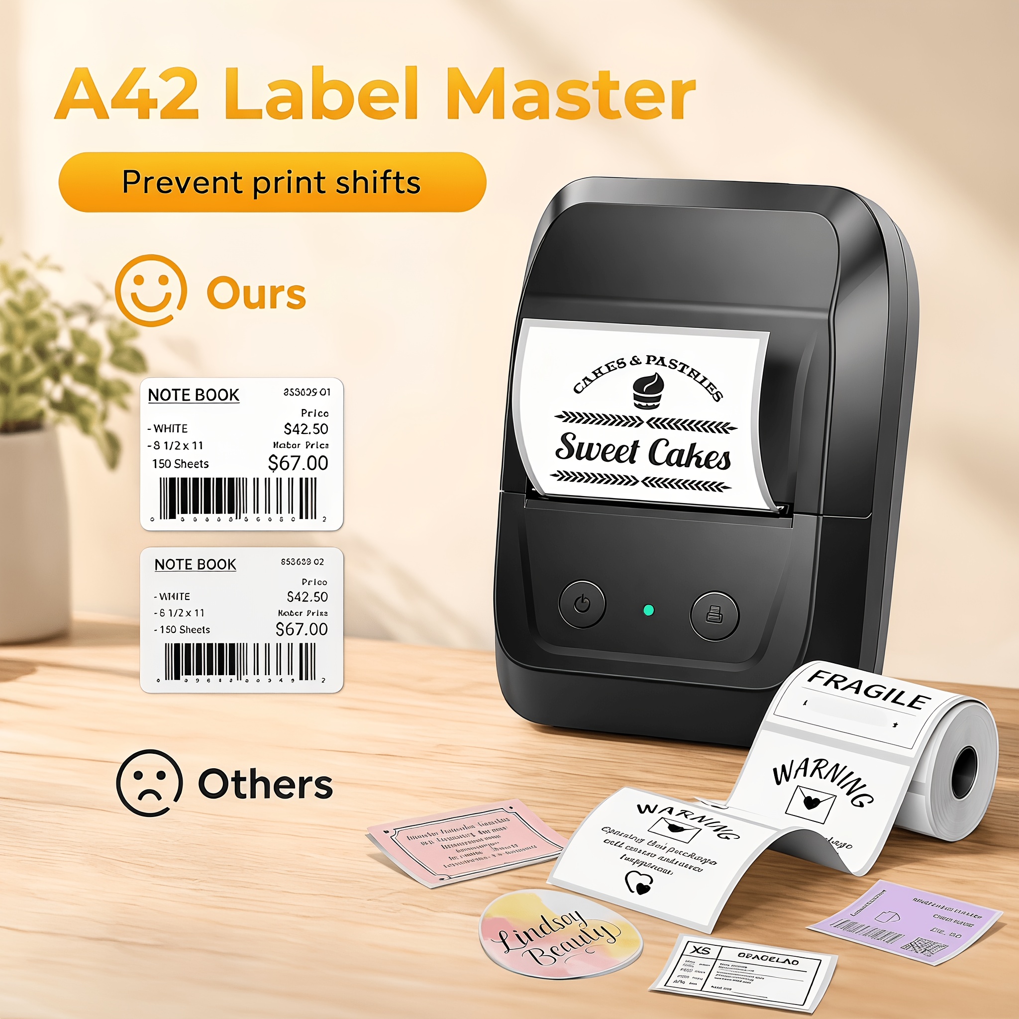 Image of Phomemo Label Printer, Portable Wireless Label Maker, Suitable For Small Businesses, Home, School, Brand Logo, Bakeries, Retail, Black And Blue, With 1 Roll Of Supplies As A Gift