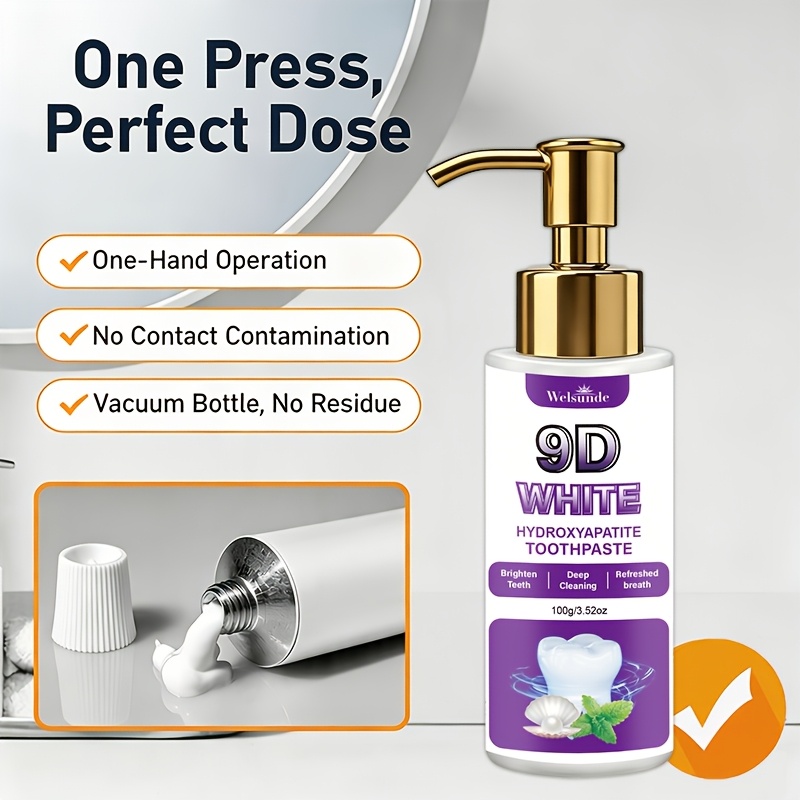 9D White Hydroxyapatite Pump Toothpaste with Probiotics