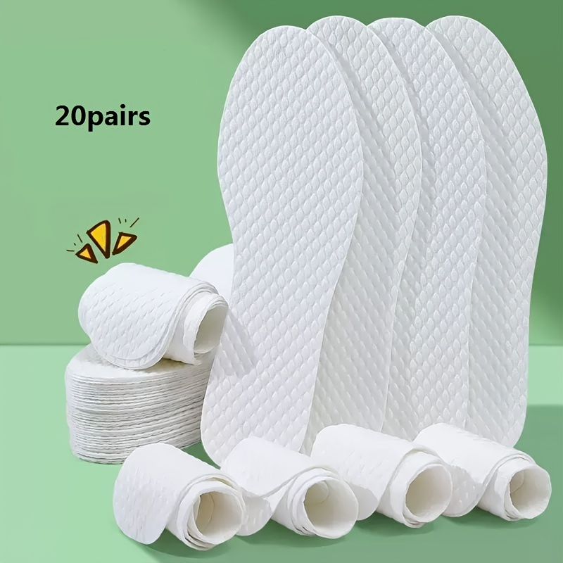 TEMU 20 Pairs Pack Unisex Wash-free Disposable Breathable Odor- Shoe Insoles Suitable For Sneakers,, Athletic Footwear - Soft Sweat-absorbing Inserts