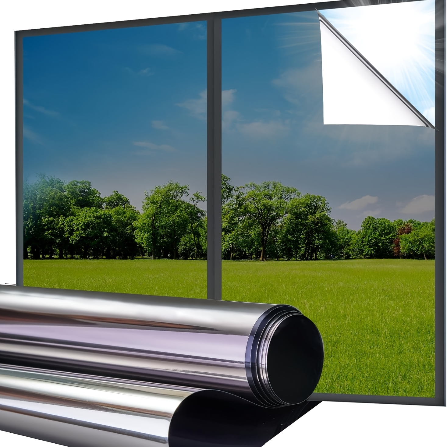 TEMU 1 Way Window Privacy Film Window Tint For Home, Reflective Mirror Sun Blocking Heat Not In Office Door Covering