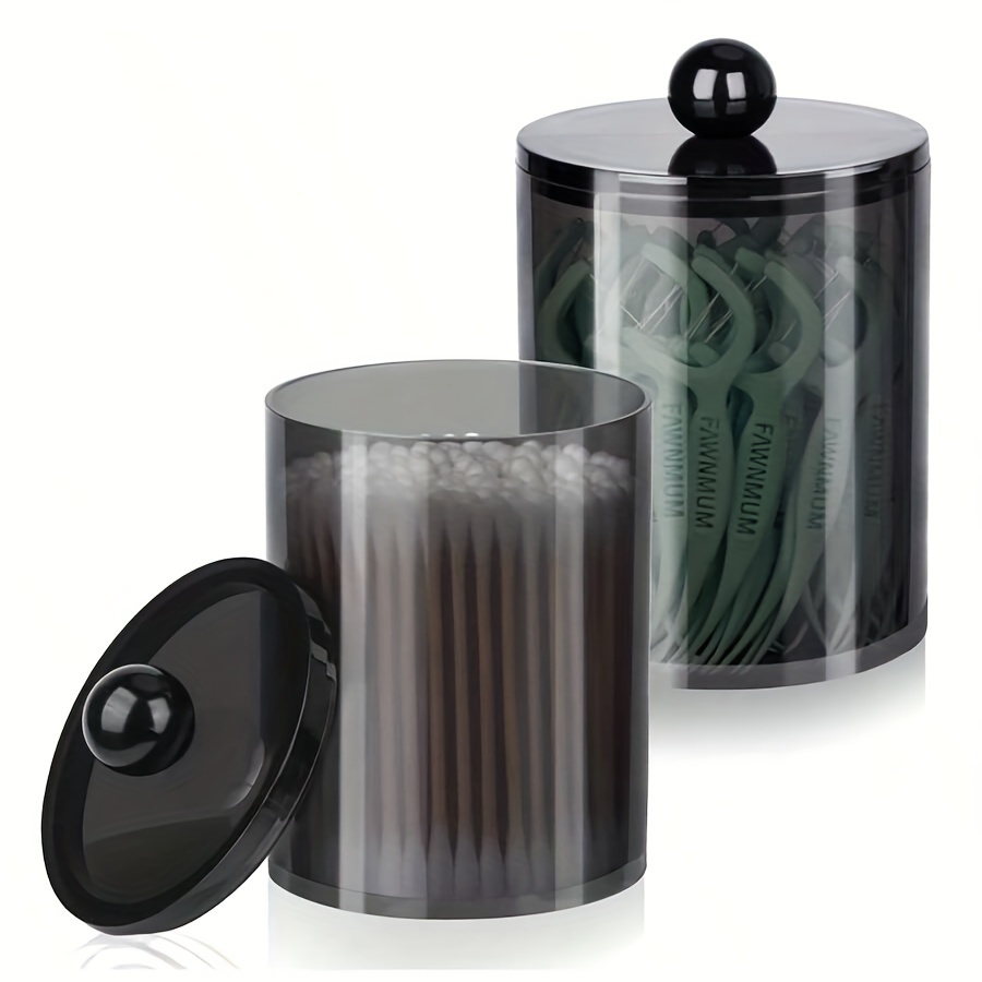2/4/6pcs Qtip Holder 10oz, Clear Storage Box Dispenser For Bathroom Canister Storage Organization, Vanity Makeup Organizer, For Qtip, Floss Picks