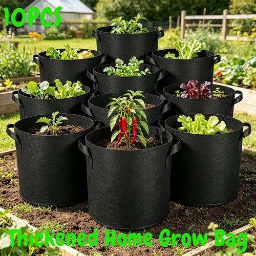 10 pack 20 gallon extra large heavy duty non woven fabric grow bags 280g breathable planting pots seedling bags for vegetable and fruit seedlings protects roots and prevents rotting