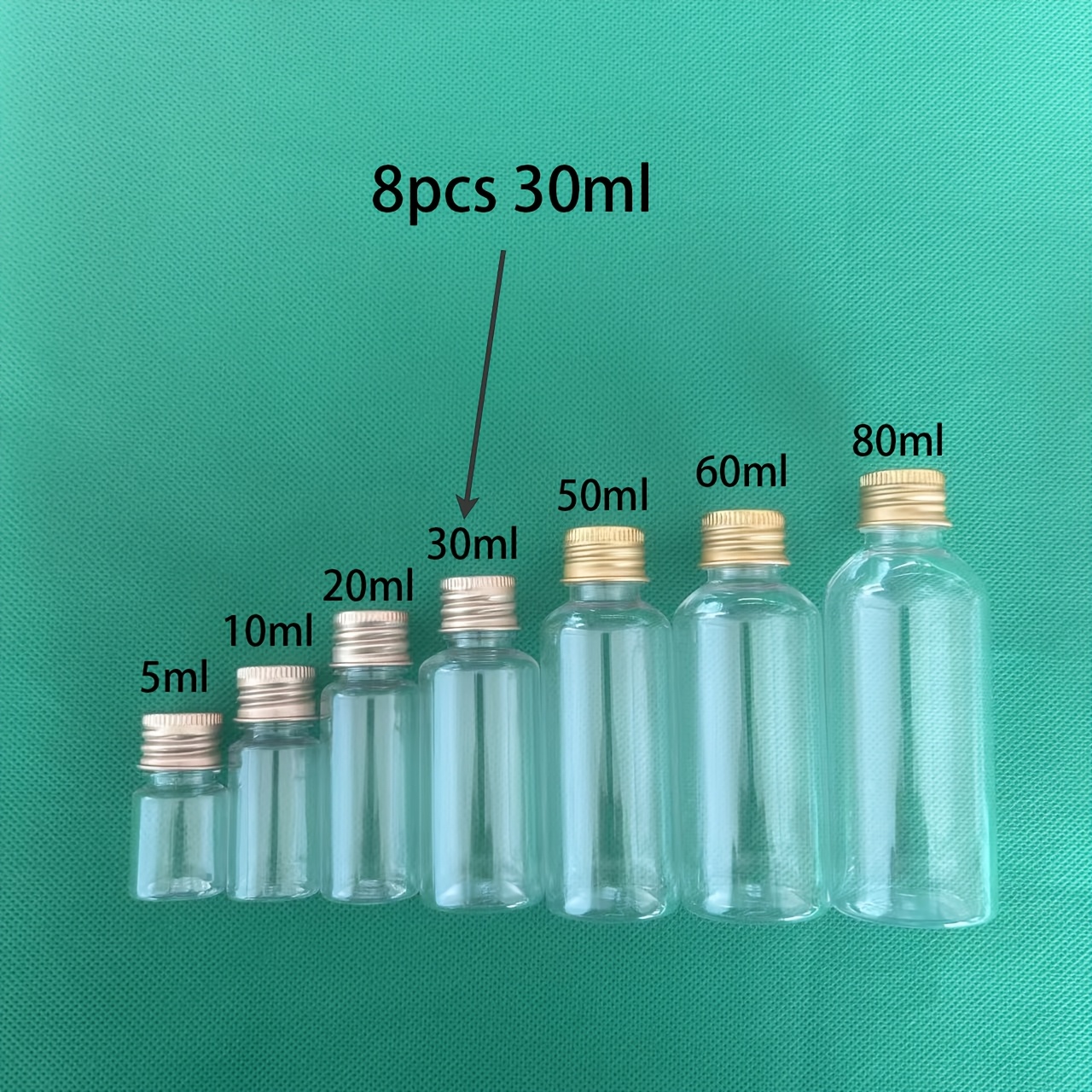 TEMU 8pcs Set Of Transparent Plastic Bottles With Screw Caps, Ideal For Bottles/message Bottles, Wedding Favor Party Decorations, Liquid Storage, Art