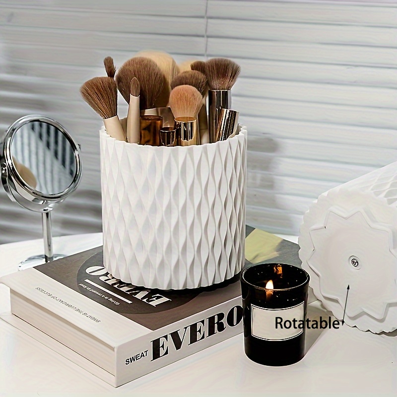 

360° Rotating Makeup Organizer - Multi-functional Pen & Brush Holder, Lipstick & Eyeshadow Storage, Freestanding Plastic Caddy For Bathroom Supplies