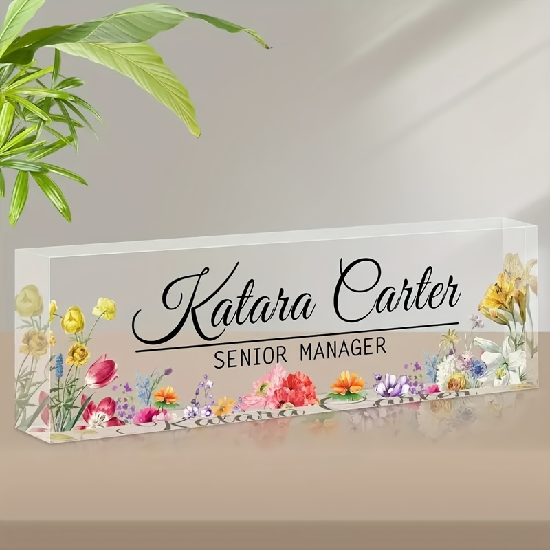 

Custom Acrylic Desk Name Plate - Personalized Office Decor Gift For Teachers, Bosses, Employees, And Colleagues With , No Electricity Needed, Material