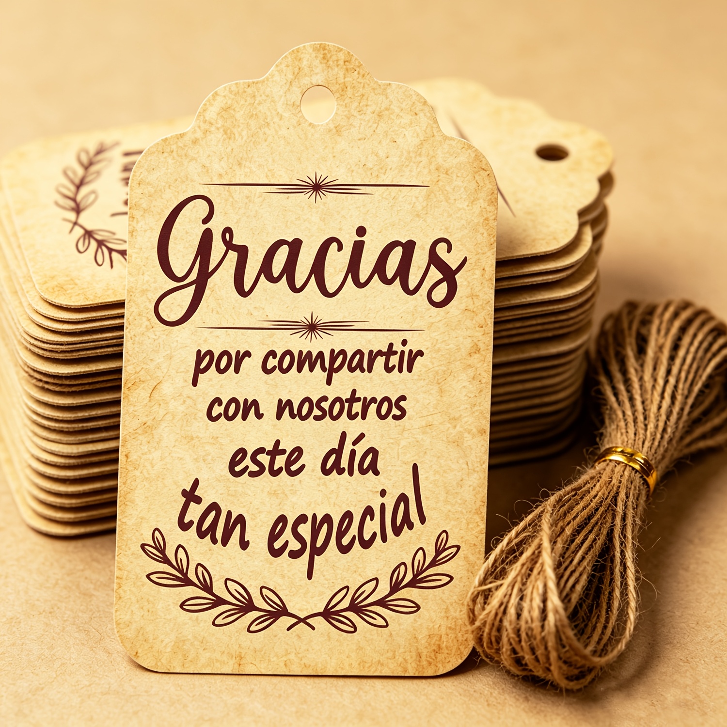 TEMU Vintage-style Spanish "" Thank You Tags, 48pcs, Wedding Favor Packaging Hanging Cards, Gift Decoration, Paper Tags With Matching
