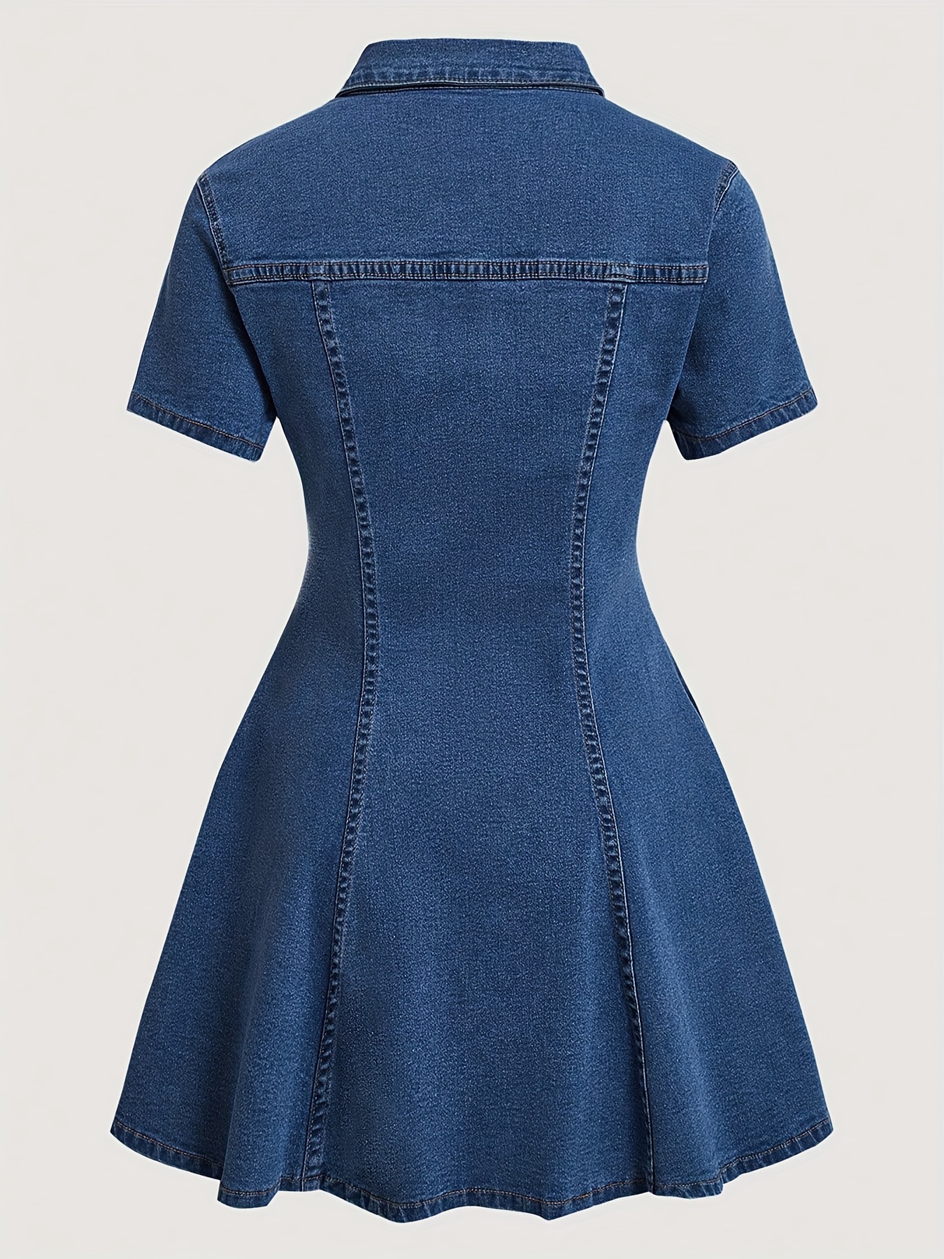 218735#26SS Elegant Spring-Summer-Autumn Date Denim Dress with Bag Cover Decoration