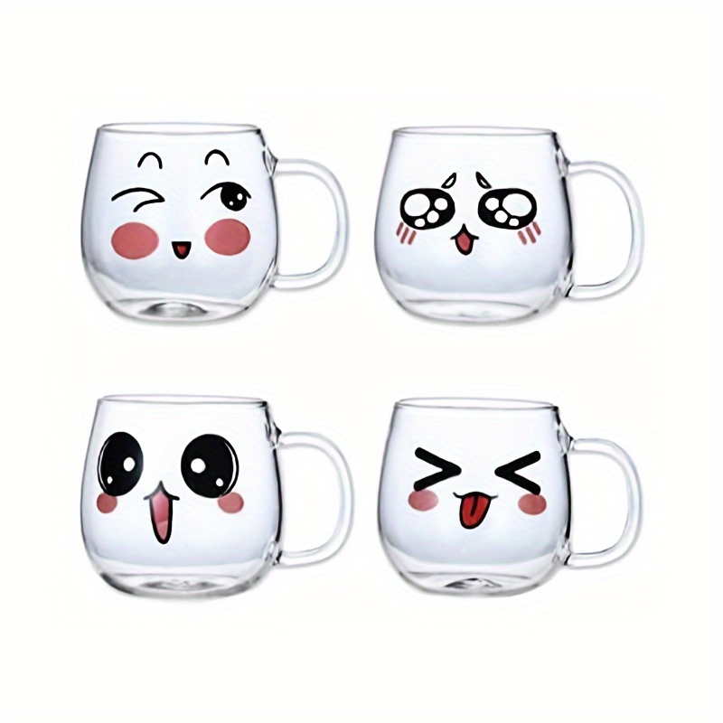 

Ensemble de 4 Tasses à Café en Verre Espresso (150ml) Adaptées au Lait, Latte, Thé, Cappuccino (Tasses Mignonnes)