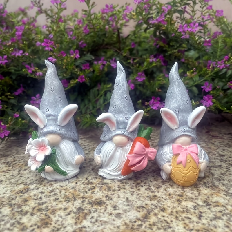 

3pcs Bunny Figurines Set - Resin Rabbit Statues For Indoor & Outdoor Decor, Home, Garden, Weddings, Easter Gifts - No Power Needed