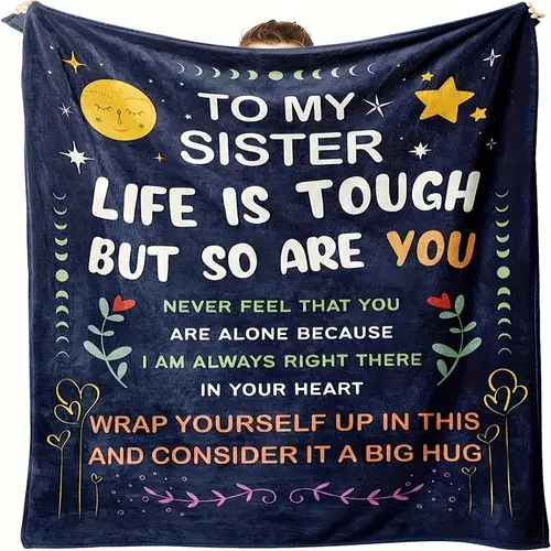 1pc envelope printed flannel blanket to my sister blanket for warm throw blanket nap blanket for couch bed sofa office camping decor birthday christmas gift blanket for sister
