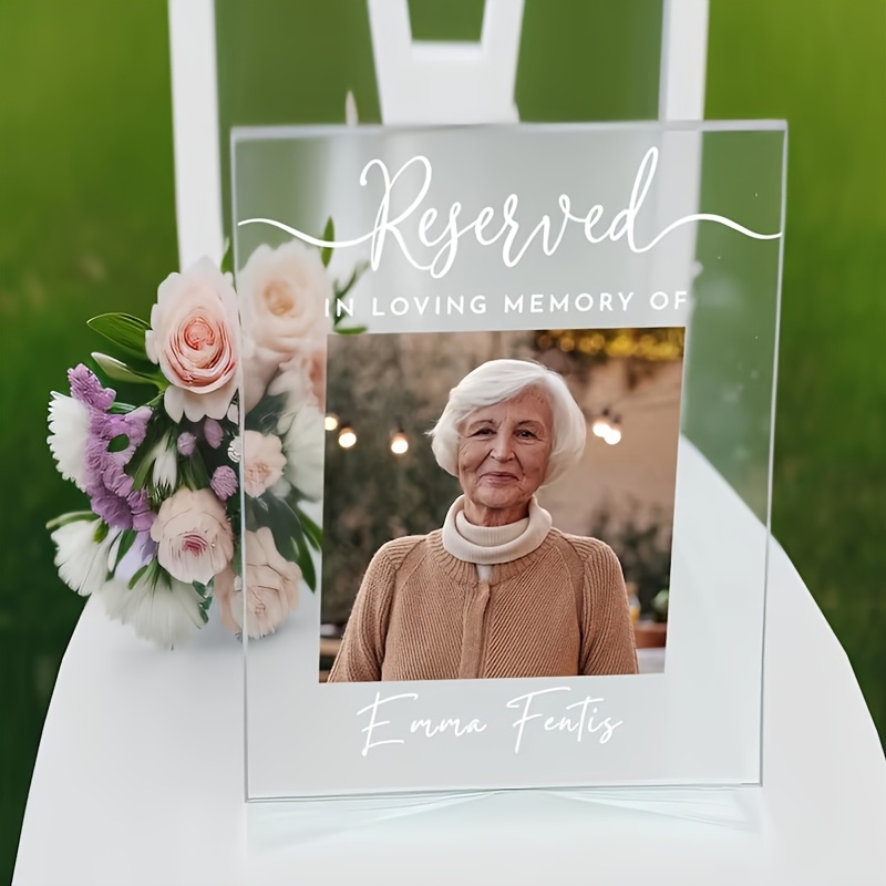 

Personalized Acrylic Memorial Sign - " " With Custom Photo & Text - Traditional Style For Weddings, Christmas, Easter, Thanksgiving - Freestanding, No Power Needed - Use For Decor, Decorations