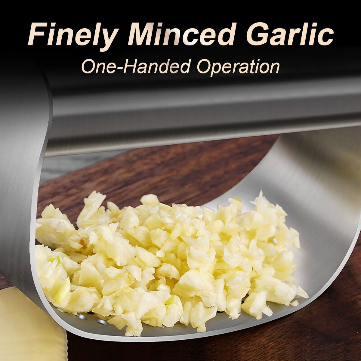 3/1 Stainless Steel Manual Garlic Crusher - Heavy Duty 304 Stainless Steel Garlic Crusher with Ergonomic Handle, Washable Design and Blades for Chopping, Grinding, Slicing - Easy to Clean Kitchen Gadget for Home and (No Electricity Required)