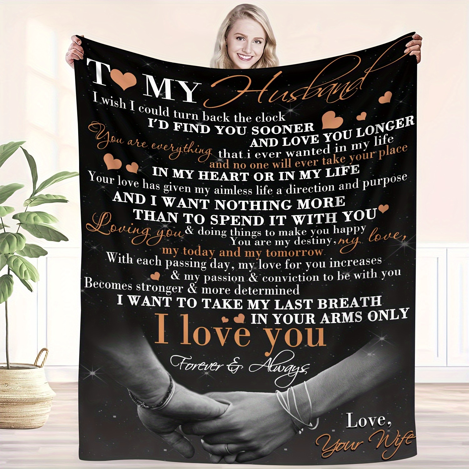 

1pc To My Husband Blanket For Husband Blanket For Sofa, Bed, Or Use