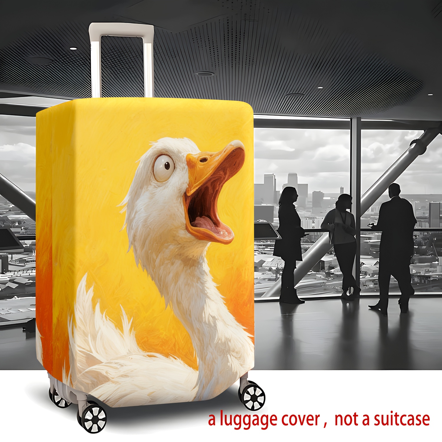 1pc of luggage cover featuring a     printed on a golden background made of durable lightweight polyester fiber with a vibrant wear resistant design an   for travel and home use