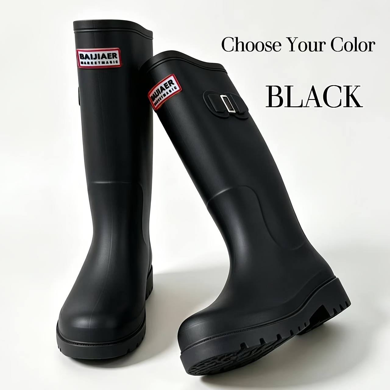 TEMU Fashionable High Boots - Women's Rain Boots, Lightweight And Comfortable, Wear-resistant And Non-slip, Use, Outdoor Activities, Insect And Snake