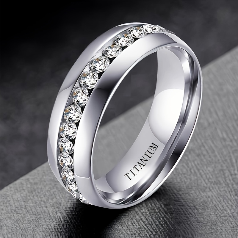 1pc Round Unisex Wedding Band | 6mm Ring With Synthetic Synthetic Cubic Zirconiaia Jewelry Engasynthetic Gemstoneent Ring Gift