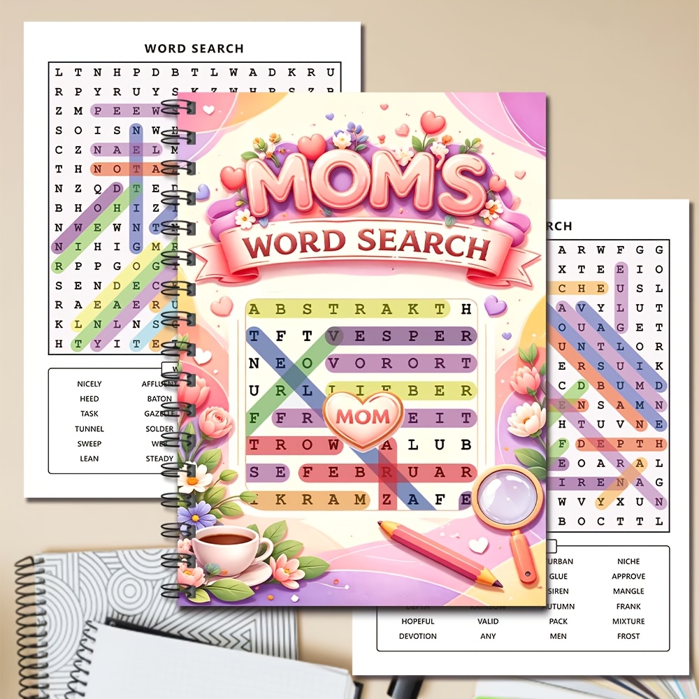 Mother's Day Word Search Puzzle Book, Stress Relieving Fun