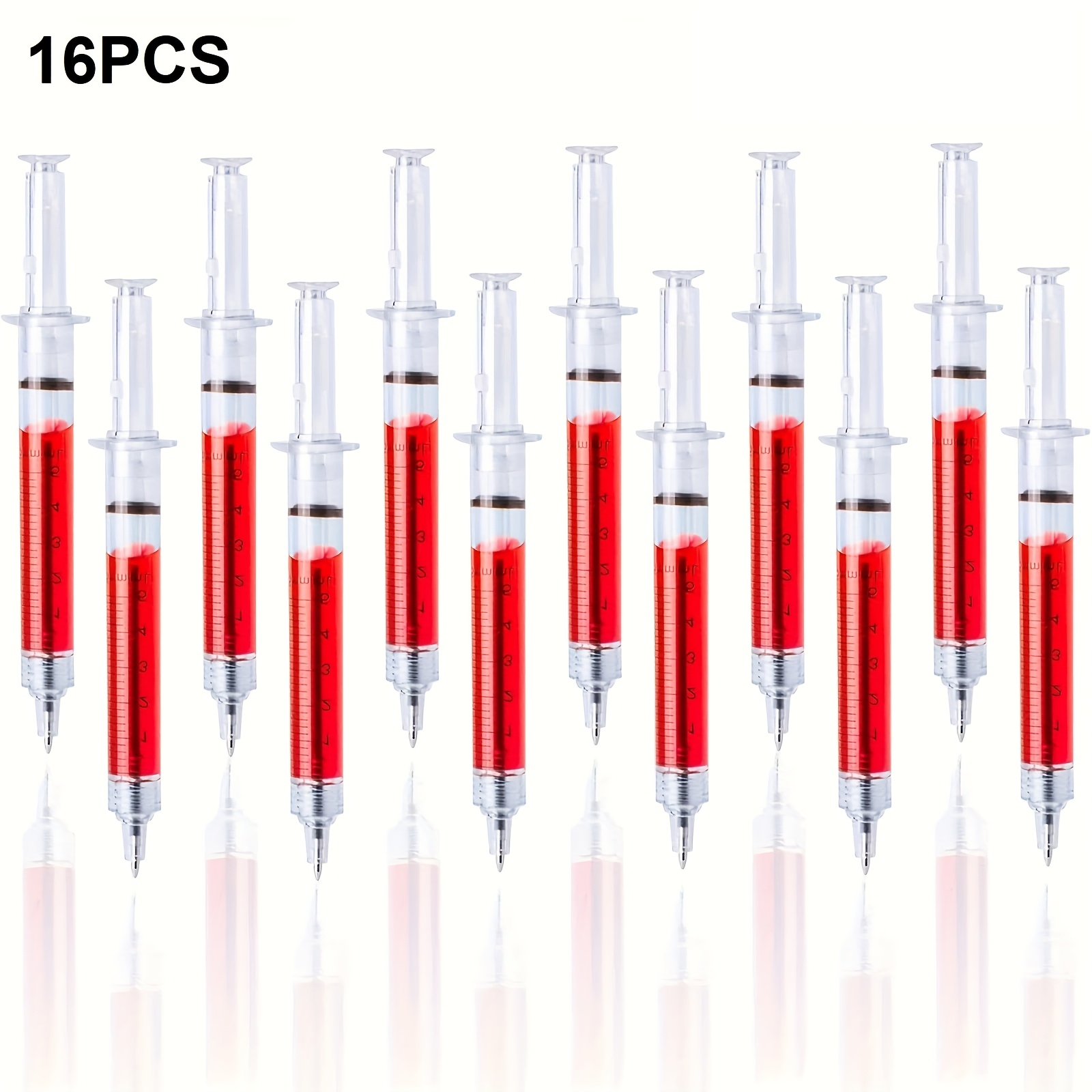 TEMU 16pcs Red -shaped Pens With Black Ink - Retractable Medium Point, Fun Nurse Day Gift, Fine Writing Tool For Medical And Office Use, Medical