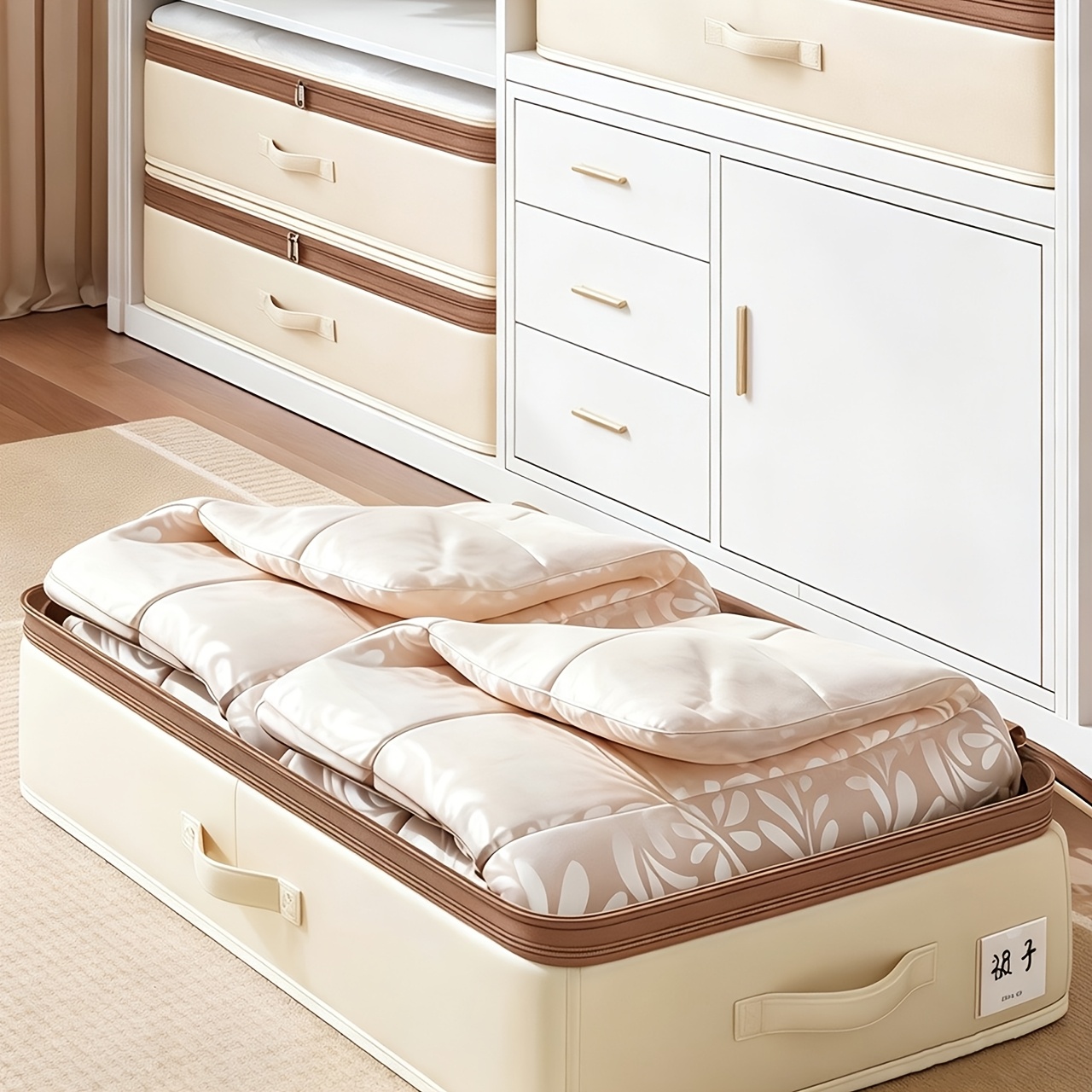 Foldable Under-Bed Storage Box with Stackable Design