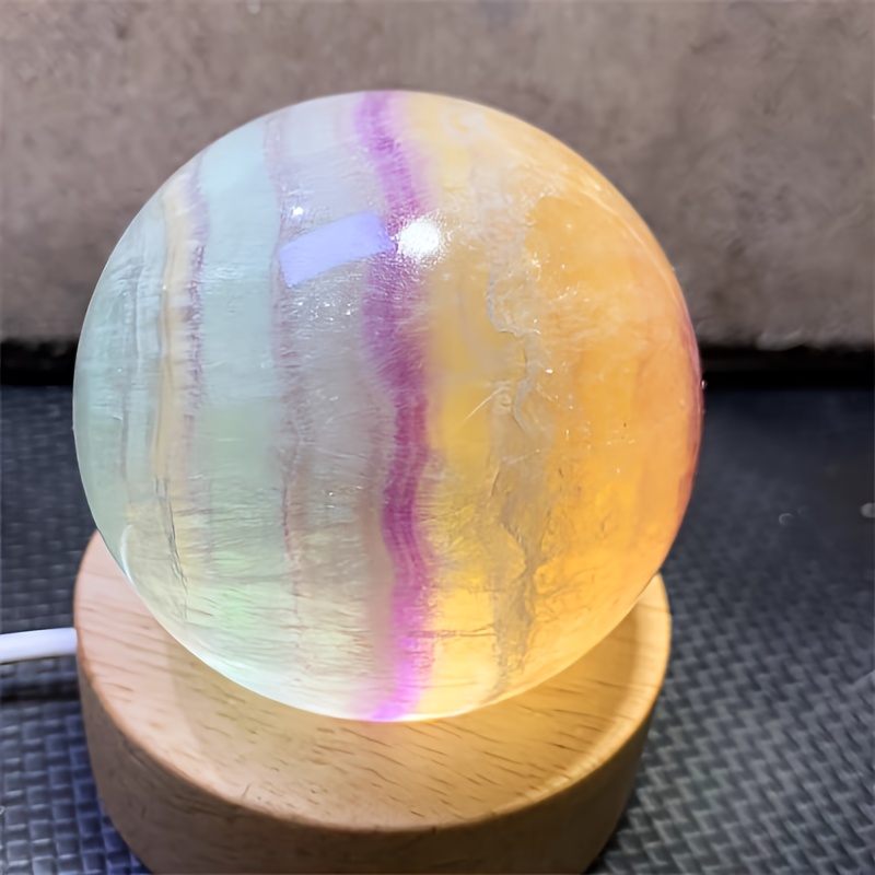Image of Natural Candy Colored Fluorite Crystal Ball Layer Rainbow Stone Polishing Home Office Desktop Decoration Ornament Crystal Figurines