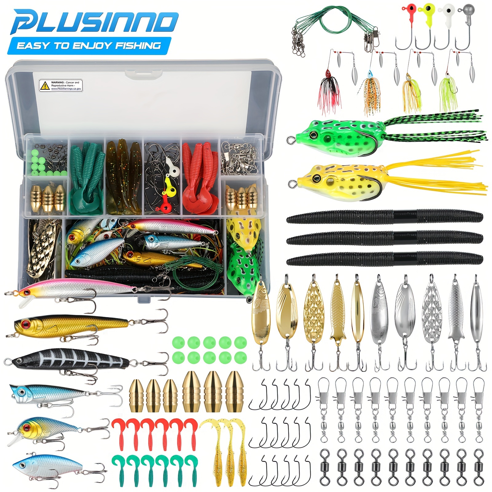 

102 Pcs Fishing Lures Tackle Box, Including Lures And Hooks, Tackle Box, More Fishing Gear Equipment