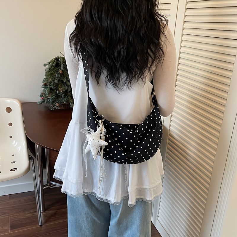 Polka Dot Star Pendant Dumpling Crossbody Bag_voghion.com
