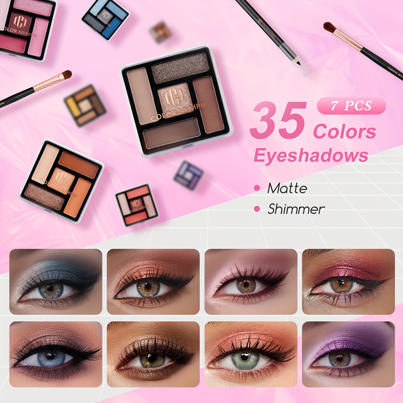 Conjunto de Maquiagem Inicial para Meninas Pré-adolescentes, Estojo de Maquiagem Completo para Mulheres com Sombra, Batom, Blush, Pincéis, Gloss Labial, Máscara de Cílios, Cera para Sobrancelhas e Espelho Rosa Conjunto Completo de Cosméticos Inicial detalhes 4