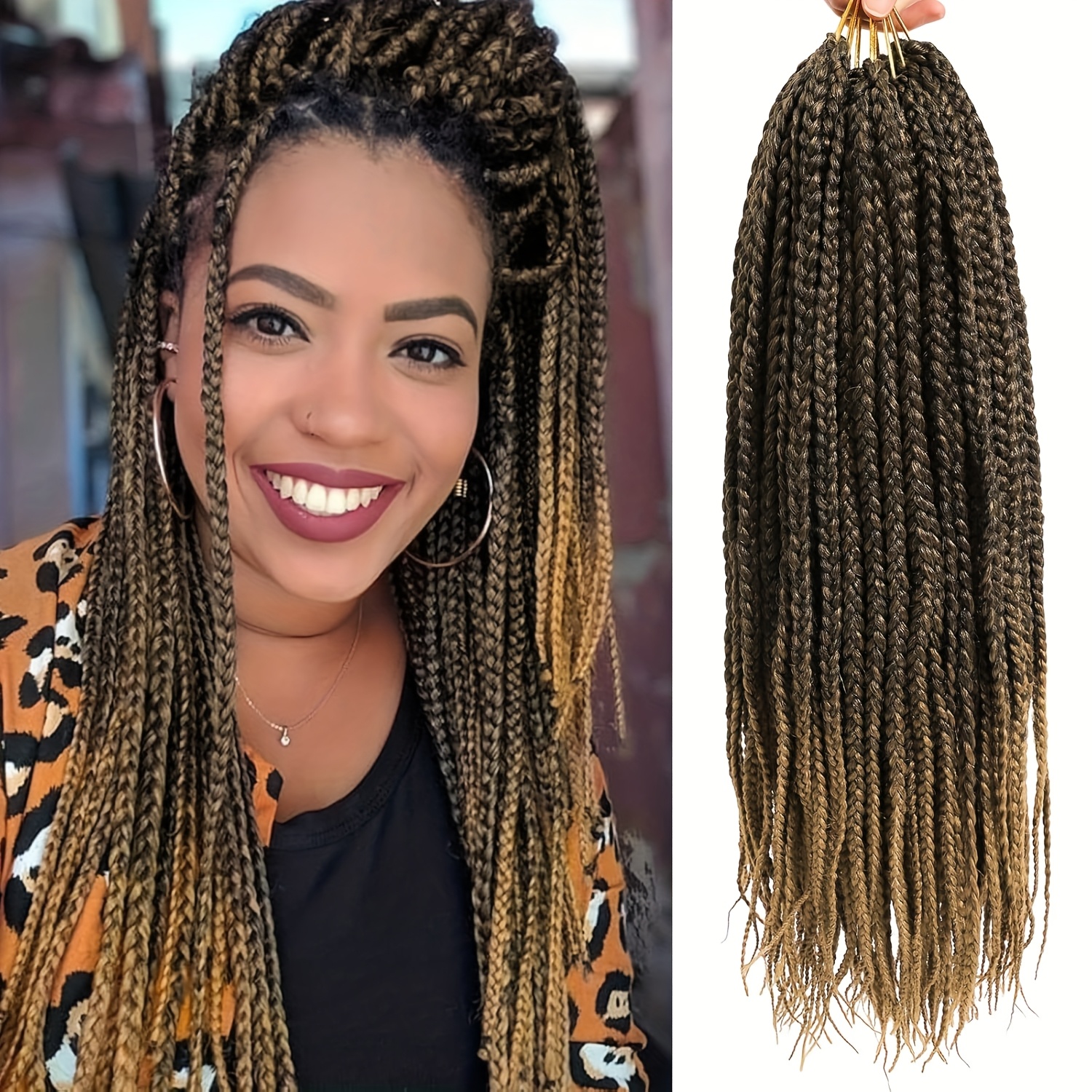 3 packs goddess box braid crochet hair 14 18 inch pre looped synthetic box braid crochet braiding hair extension for women