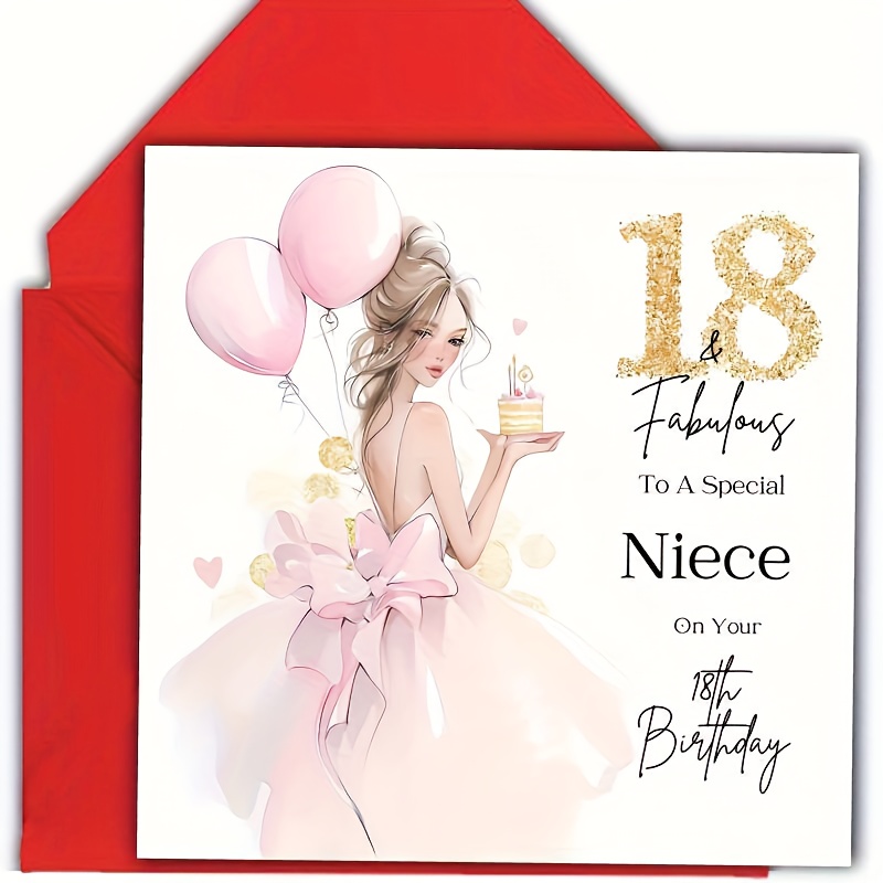TEMU Fun 18th Birthday Card For Niece Spring Invitation 1pc Funny 18th Birthday Card For Wonderful Niece, Happy Birthday Niece, Best Niece, Perfect