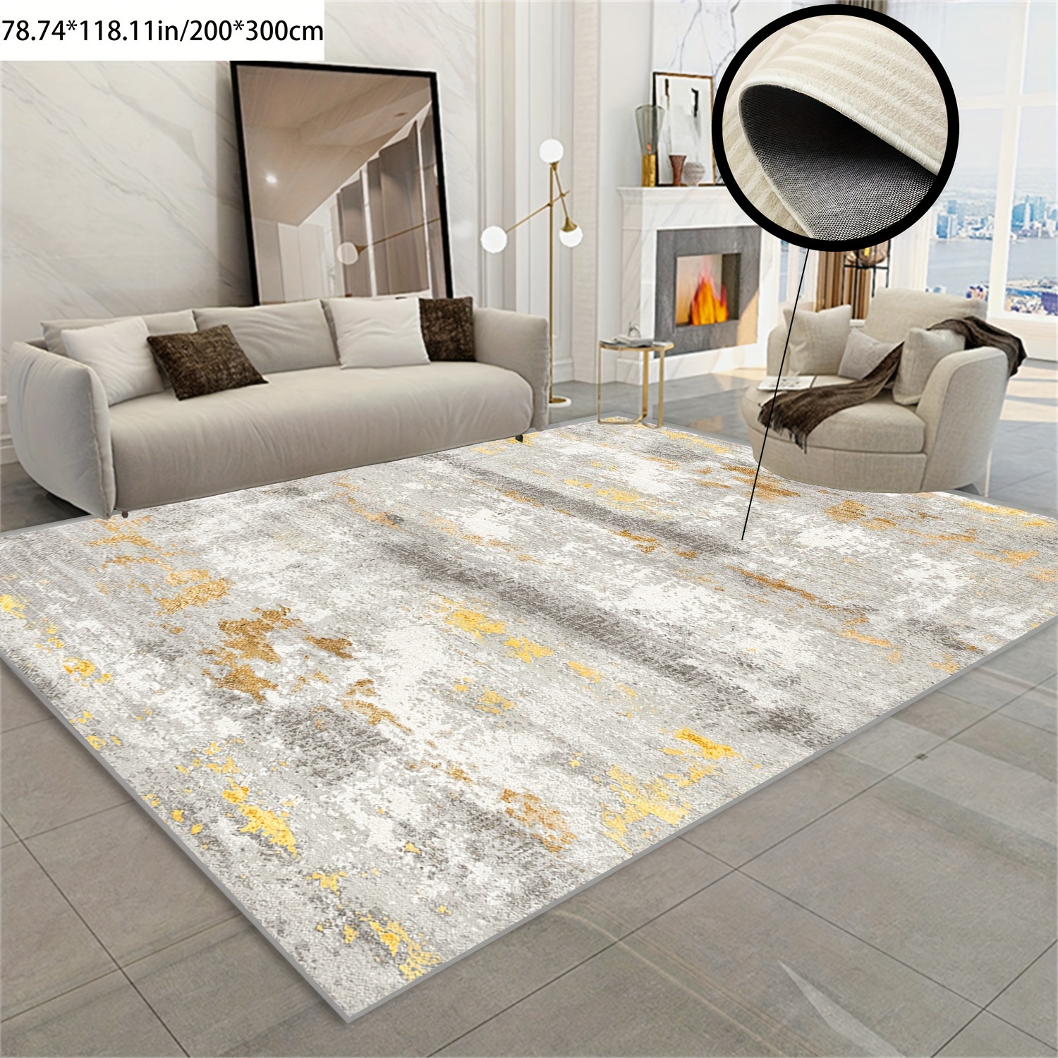 

1pc Area Rug - , 1250g/sqm, 12mm , Polyester, & , Rectangular, For //, , Size