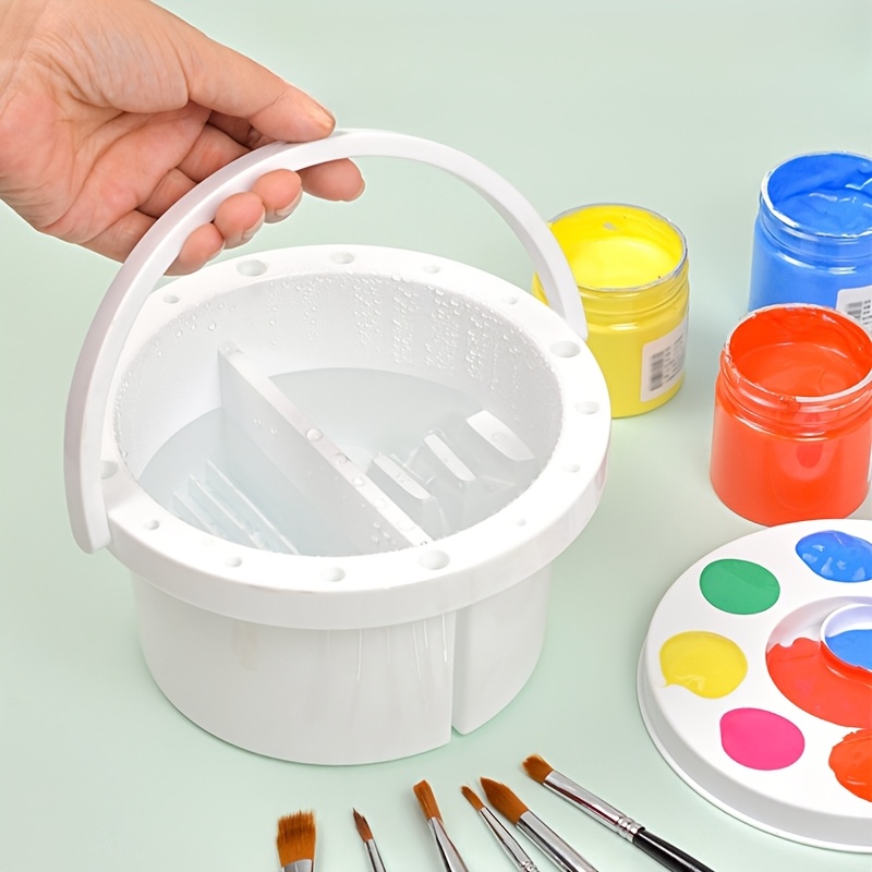 

1pc Multifunctional 3-in-1 Portable Pencil Cleaning Bucket With Brush Holder & Palette Lid, Art Brush Washer Painter Box 's Best Gift!