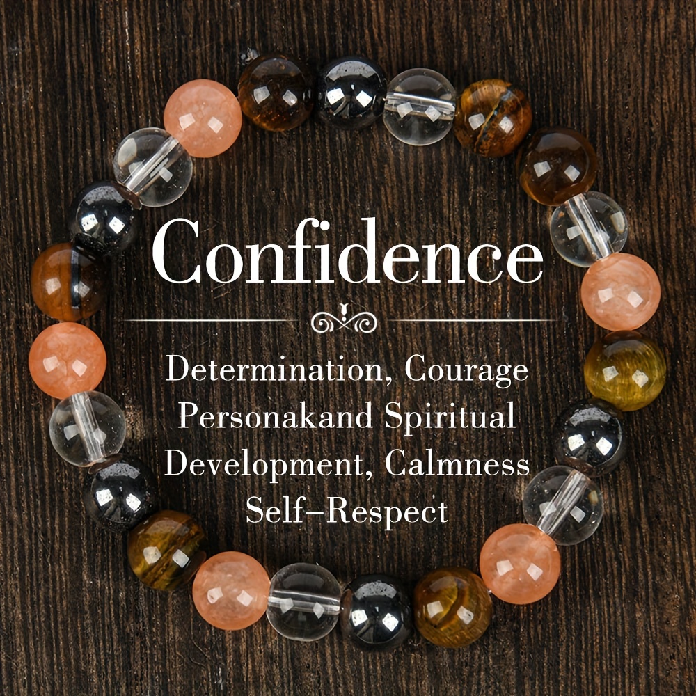 TEMU 1pc Solar Crystals Beads Band With Tiger Eye Bracelet, Men And Women's And Self- Jewelry Gift - Solid Format, Serenity & Luck - Sparkling Crystal Jewelry