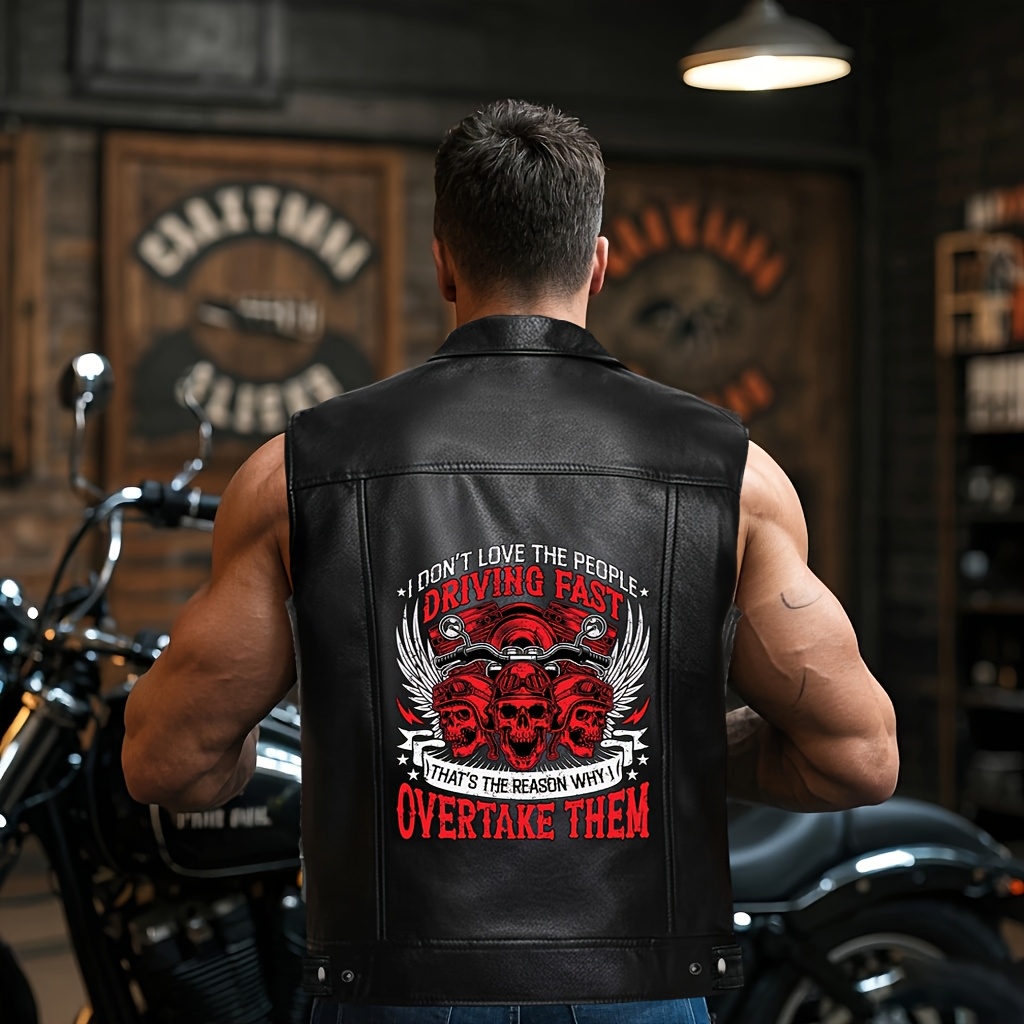 black pu leather vest rock band motorcycle vest Temu Greece