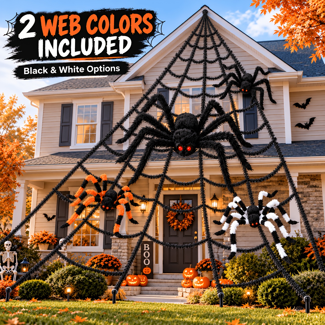 Halloween Plush Spider Set with Webs