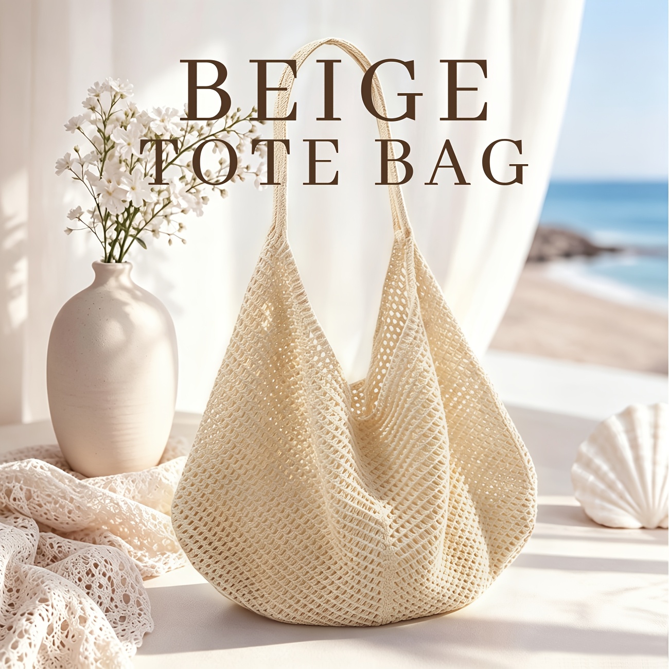 TEMU Sac tricoté vintage minimaliste de grande capacité pour femme - Sac bandoulière/à épaule tissé adapté pour , la plage et l'usage , et sac à main