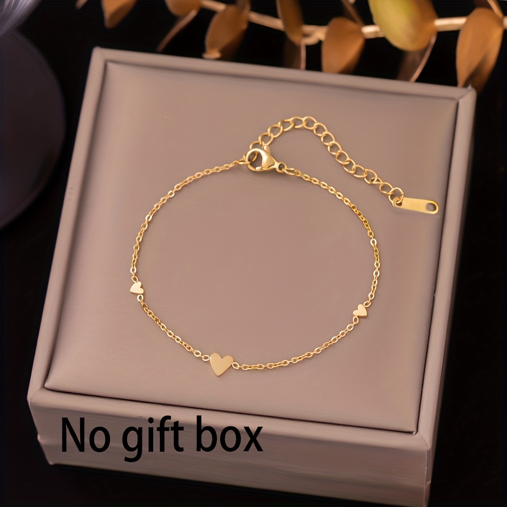 Image of Heart-shaped Stainless Steel Pendant Bracelet Suitable For Women' Wear And Holiday Jewelry Gift