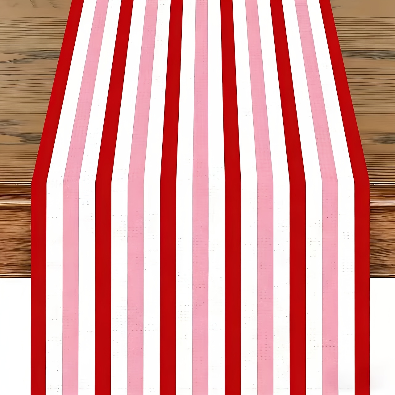 TEMU 1pc Red And White Striped Table Runner, Suitable For Table Decoration, Room Decoration, Scene Arrangement, Kitchen, Corridor, Coffee Table