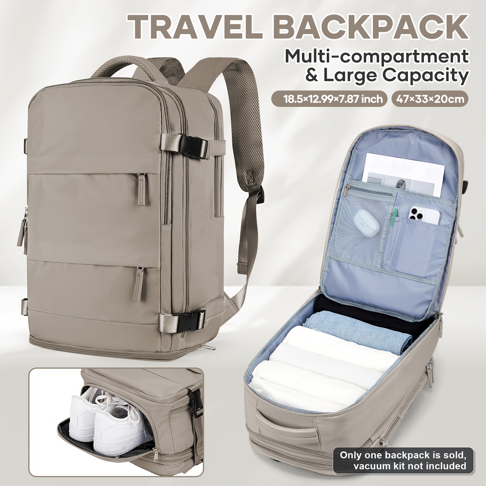 TEMU Vacuum Bag And Vacuum Pump Combo Laptop Travel Backpack - Vacuum Bag And Vacuum Pump Separately. Backpack Does Not Vacuum Bag Or Vacuum Pump.