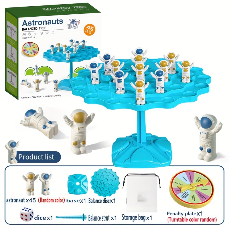 

Astronaut-themed Balancing Game For Kids - Interactive Two-player Stacking And Balancing Board Game With Toy Astronaut Figures - Plastic Family Fun Parent-child Coordination Game For Ages 3-6