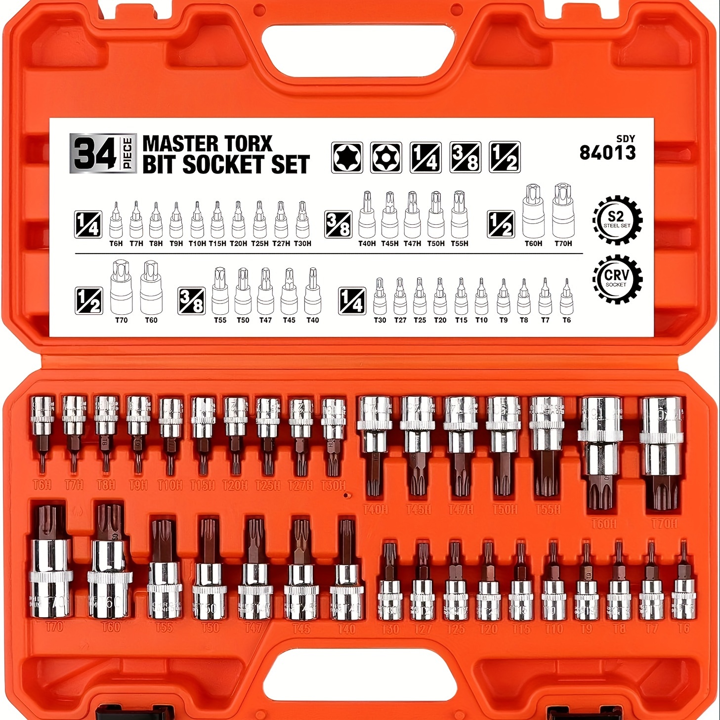 

Horusdy 34- Bit Set - S2 Alloy Steel - T6-t70 & Tamper T6-t70 Chamfered And Cnc Machined